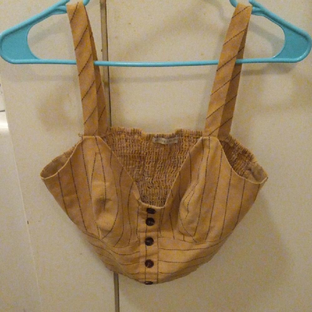 Active USA Tan Striped Crop Top